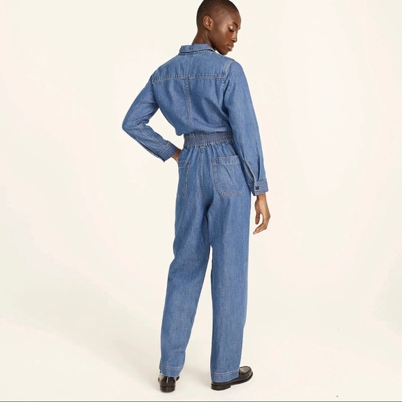 NWT J. Crew women's cinched waist jumpsuit in blue - Picture 2 of 9